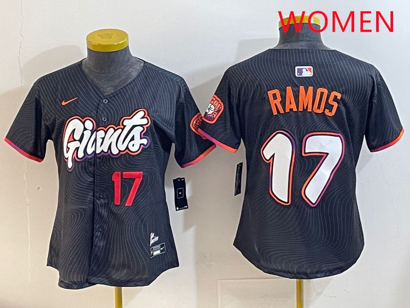 Women San Francisco Giants 17 Ramos Black Joint Name 2025 Nike MLB Jersey style 2